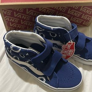 Kids New In Box Vans Sk8-Mid Check Paisley Navy size 1 or 3